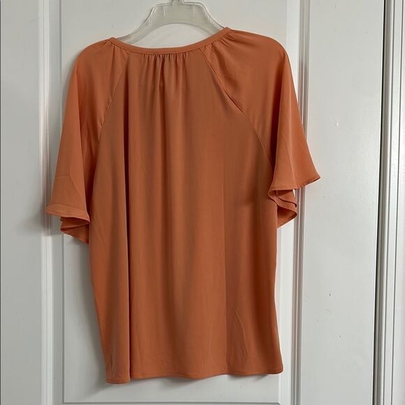 Classic Ann Taylor Factory NWT Orange Tie-Neck Blouse – Size L - Picture 4 of 4